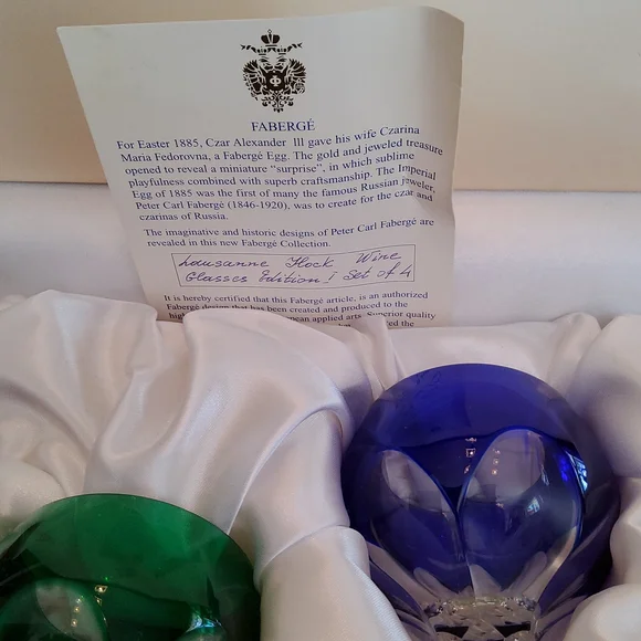 FABERGE LAUSANNE HOCK WINE GLASSES EDITION #1 SET OF 4.. - Picture 4 of 9